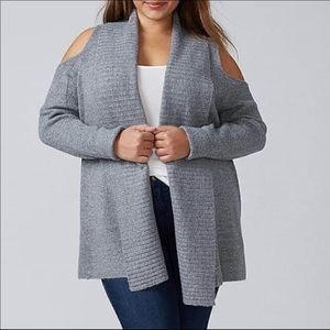 Lane Bryant Size 3X Gray Cold Shoulder Cardigan
